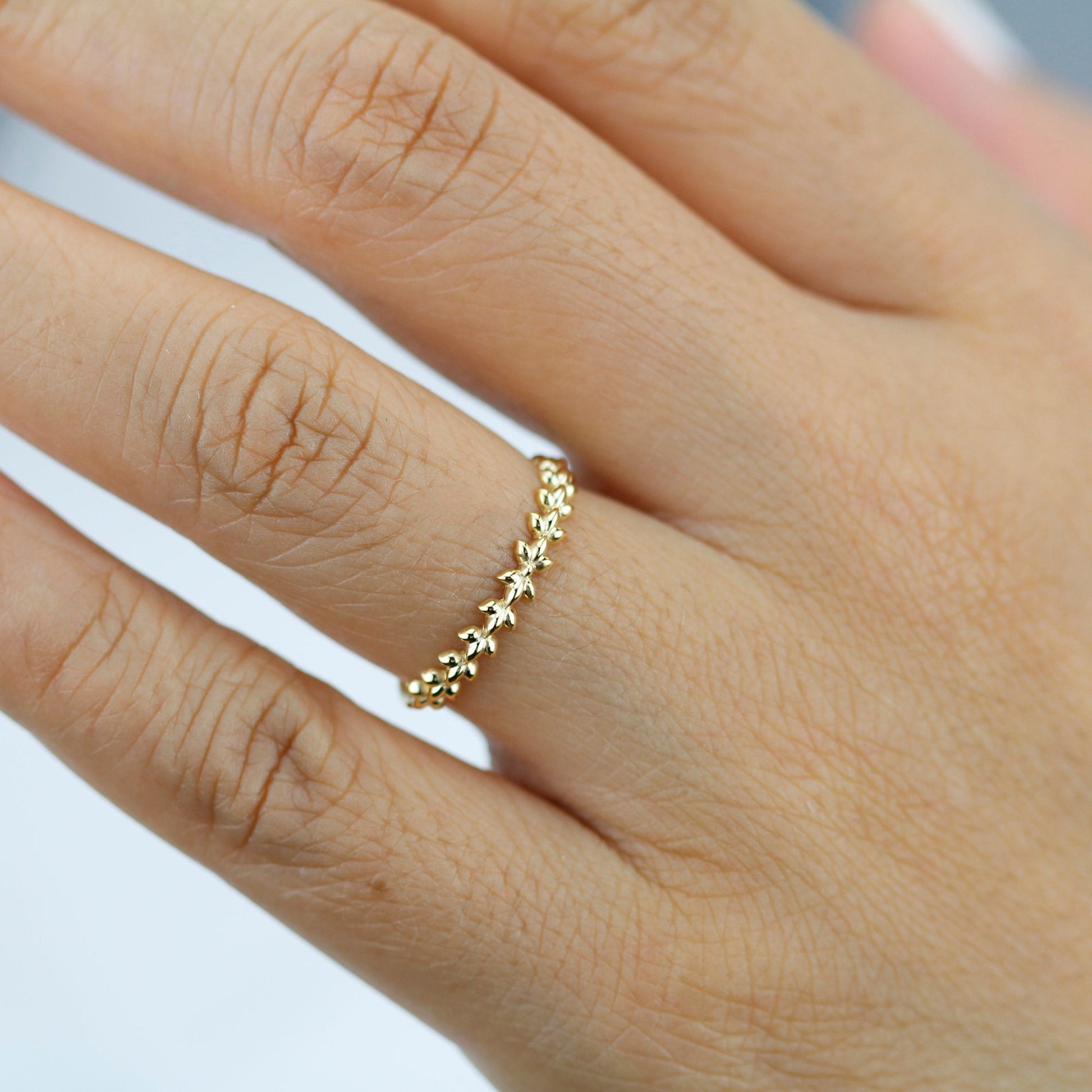 wedding ring, vine wedding band, lotus leaf wedding band, minimalist engagement ring, simple wedding band, stackable ring - NOOI JEWELRY