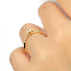 simple engagement ring, dainty diamond ring, Hexagonal engagement ring, minimal ring, minimalist ring, minimalist ring - NOOI JEWELRY