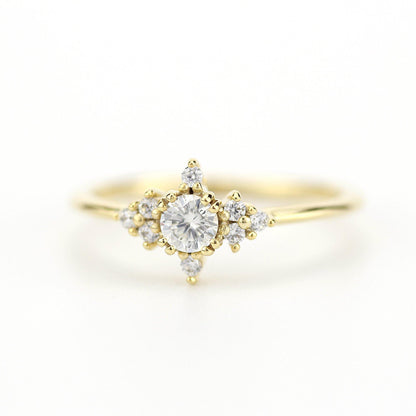 cluster engagement ring round | simple diamond ring designs unique - NOOI JEWELRY
