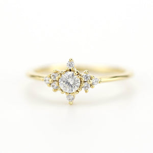 cluster engagement ring round | simple diamond ring designs unique - NOOI JEWELRY