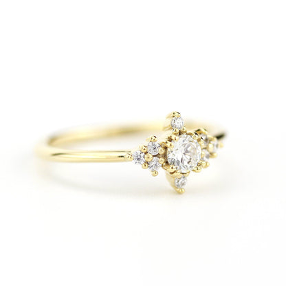 cluster engagement ring round | simple diamond ring designs unique - NOOI JEWELRY