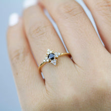 Load image into Gallery viewer, Black diamond ring, diamond engagement ring, minimalist engagement ring, black and white diamond ring - NOOI JEWELRY