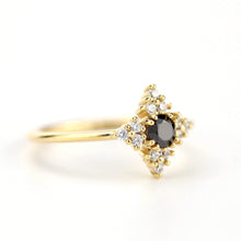 Load image into Gallery viewer, Black diamond ring, diamond engagement ring, minimalist engagement ring, black and white diamond ring - NOOI JEWELRY