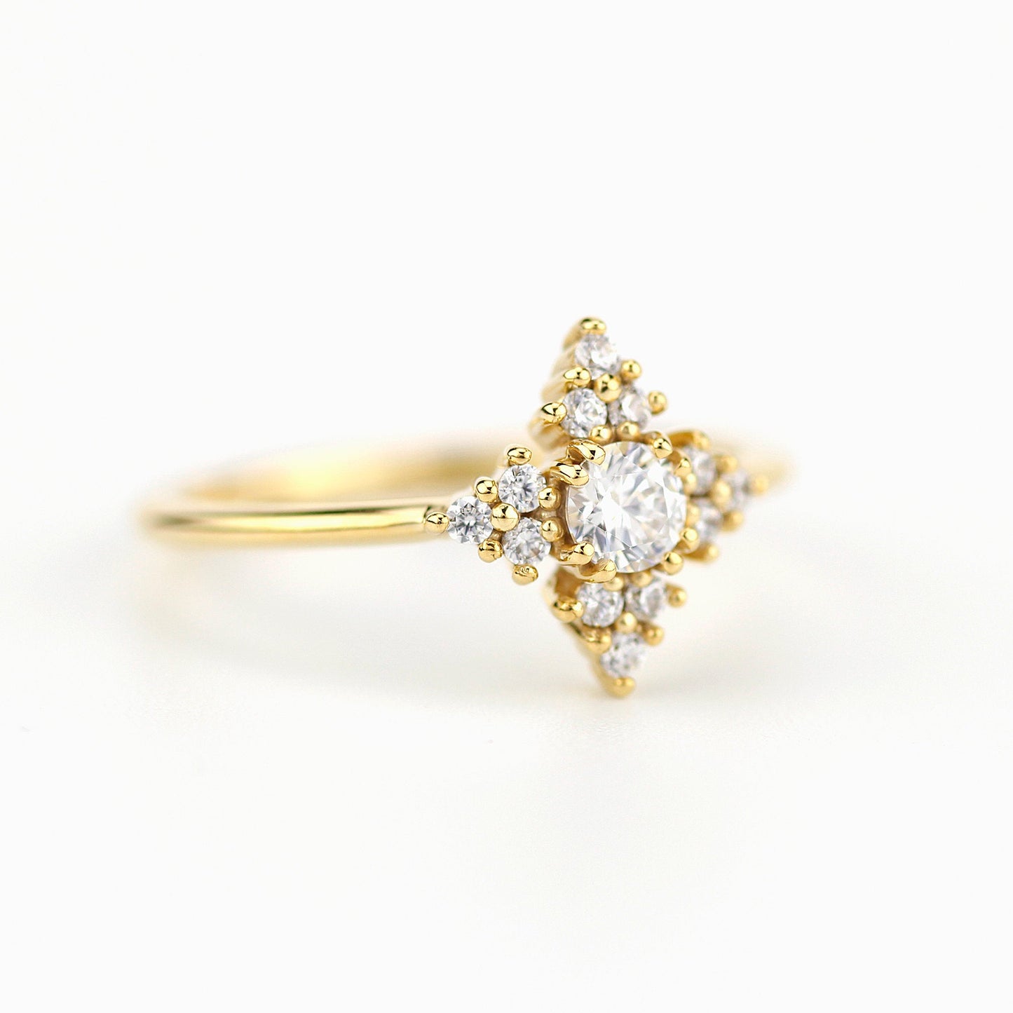 Snowflake diamond ring engagement | unique engagement ring white diamonds - NOOI JEWELRY