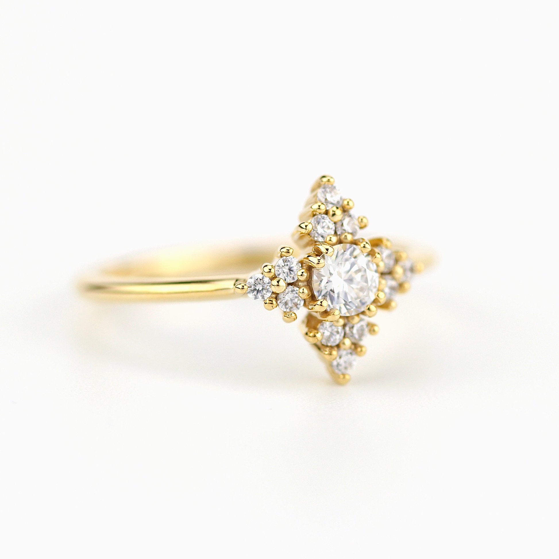 Snowflake diamond ring engagement | unique engagement ring white diamonds - NOOI JEWELRY