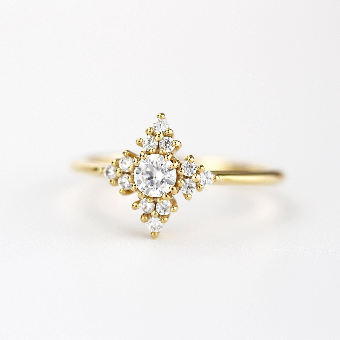 Snowflake diamond ring engagement | unique engagement ring white diamonds - NOOI JEWELRY