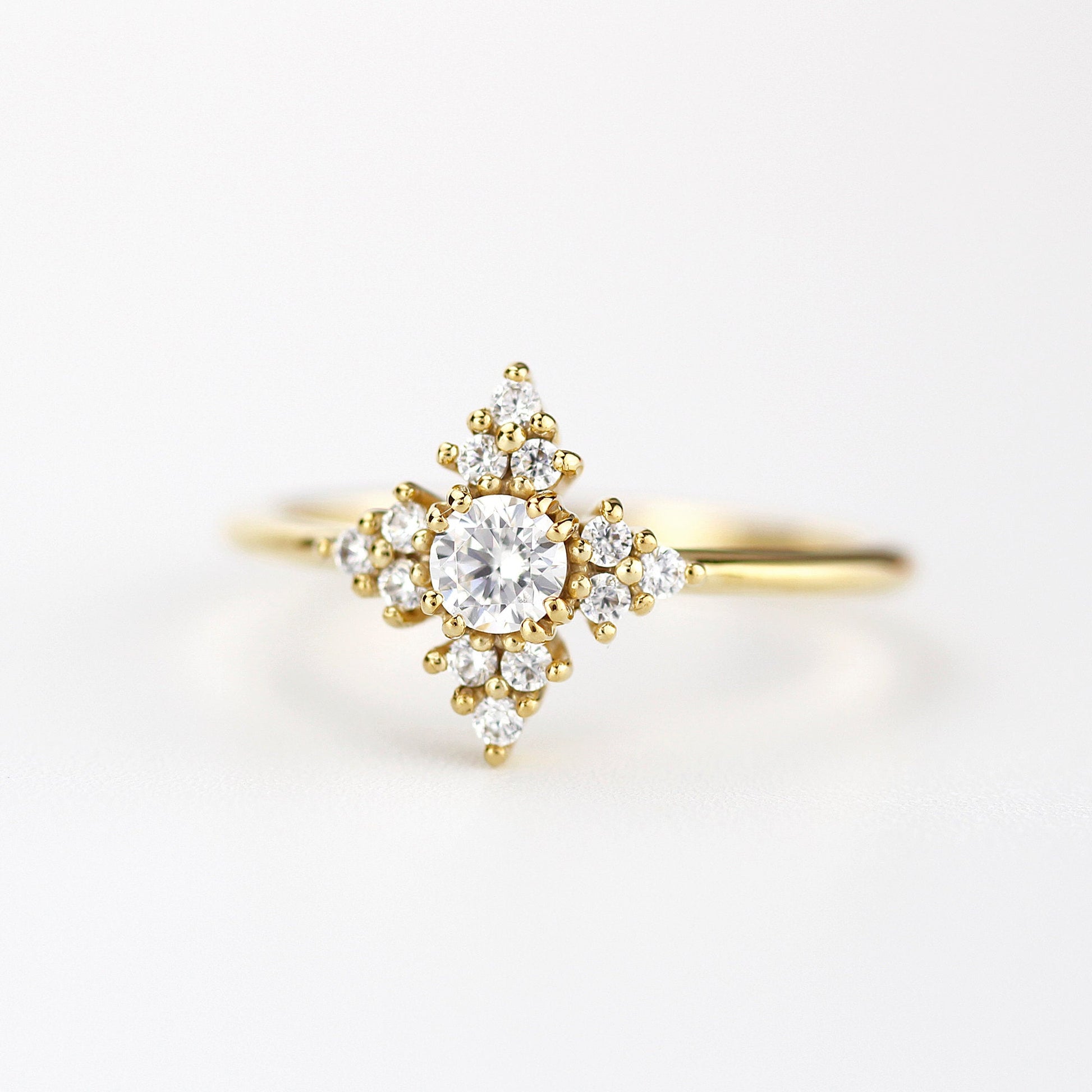 Snowflake diamond ring engagement | unique engagement ring white diamonds - NOOI JEWELRY