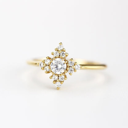 Snowflake diamond ring engagement | unique engagement ring white diamonds - NOOI JEWELRY