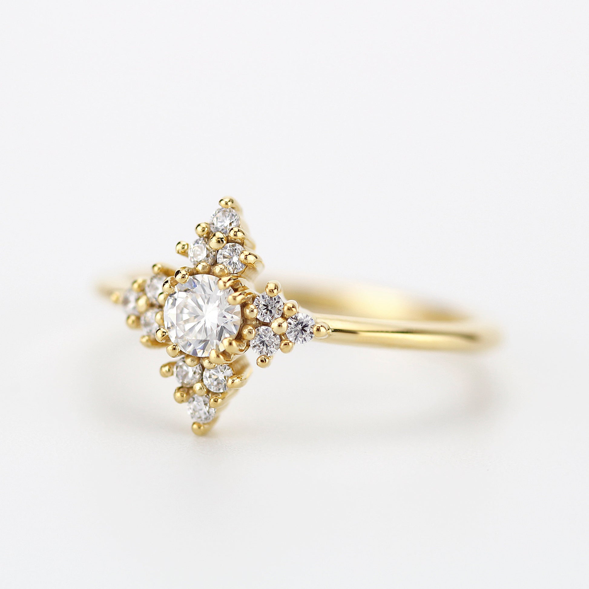 Snowflake diamond ring engagement | unique engagement ring white diamonds - NOOI JEWELRY