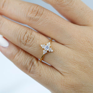 Snowflake diamond ring engagement | unique engagement ring white diamonds - NOOI JEWELRY