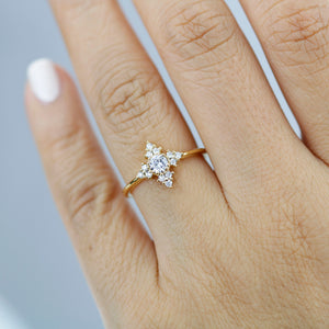 Snowflake diamond ring engagement | unique engagement ring white diamonds - NOOI JEWELRY
