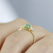 Load image into Gallery viewer, unique engagement ring, emerald engagement ring, engagement ring emerald, alternative engagement ring - NOOI JEWELRY
