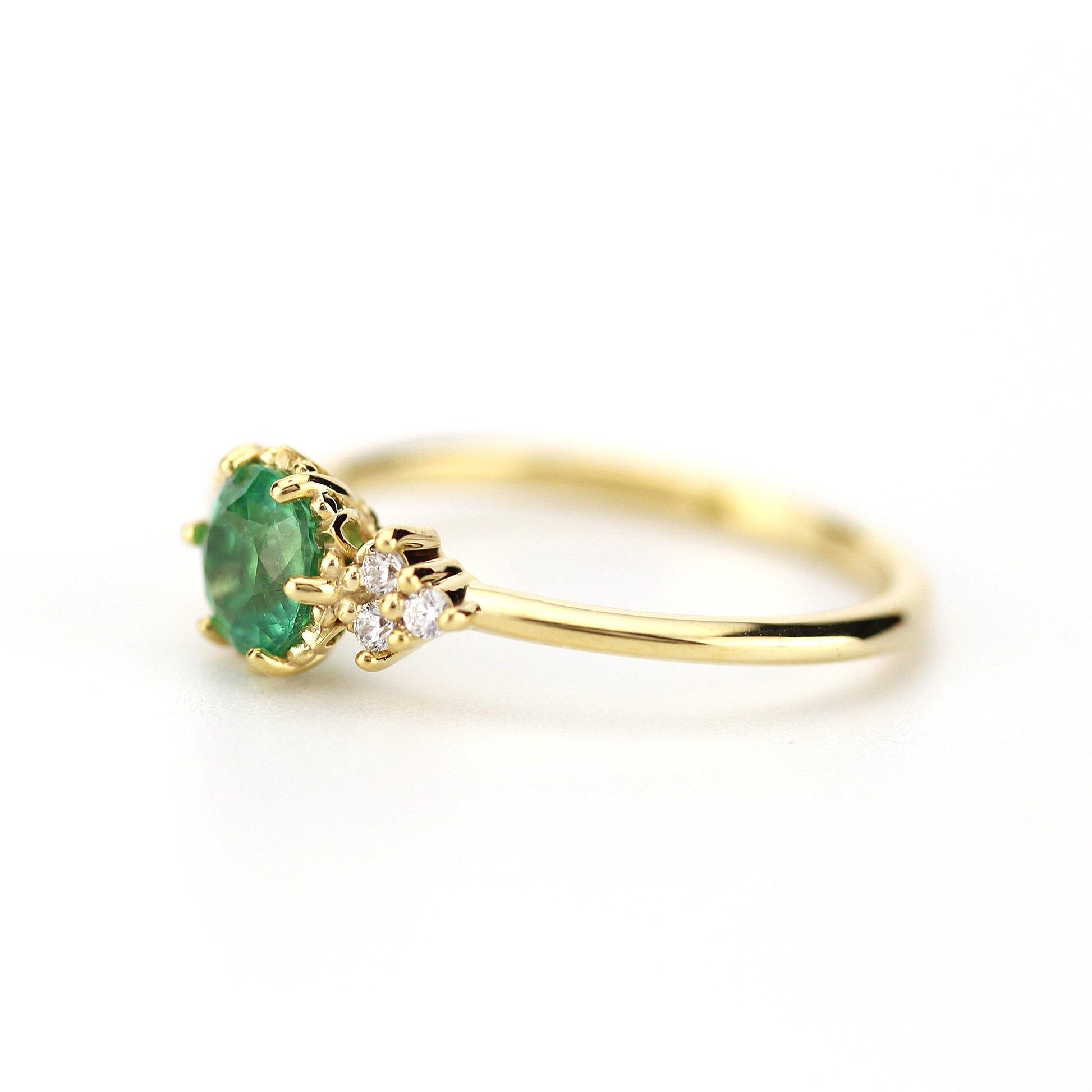 unique engagement ring, emerald engagement ring, engagement ring emerald, alternative engagement ring - NOOI JEWELRY