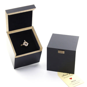 Aquamarine engagement ring, cluster ring aquamarine and diamonds - NOOI JEWELRY