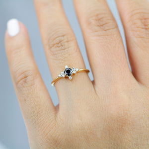 Engagement ring black diamond, diamond engagement ring, minimalist engagement ring, unique engagement ring - NOOI JEWELRY