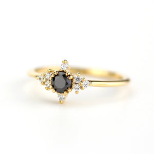 Engagement ring black diamond, diamond engagement ring, minimalist engagement ring, unique engagement ring - NOOI JEWELRY