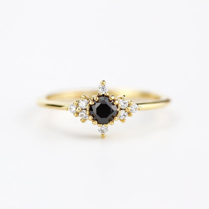 Engagement ring black diamond, diamond engagement ring, minimalist engagement ring, unique engagement ring - NOOI JEWELRY
