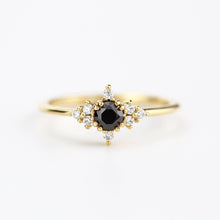 Load image into Gallery viewer, Engagement ring black diamond, diamond engagement ring, minimalist engagement ring, unique engagement ring - NOOI JEWELRY