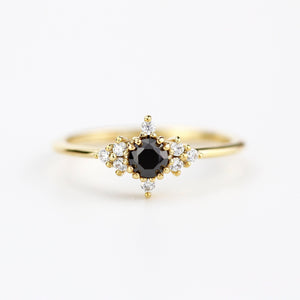 Engagement ring black diamond, diamond engagement ring, minimalist engagement ring, unique engagement ring - NOOI JEWELRY