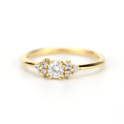 Cluster engagement ring diamond | classic engagement ring round simple | R284WD - NOOI JEWELRY