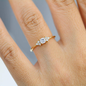 Cluster engagement ring diamond | classic engagement ring round simple | R284WD - NOOI JEWELRY