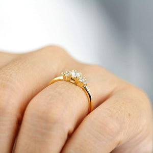 Cluster engagement ring diamond | classic engagement ring round simple | R284WD - NOOI JEWELRY