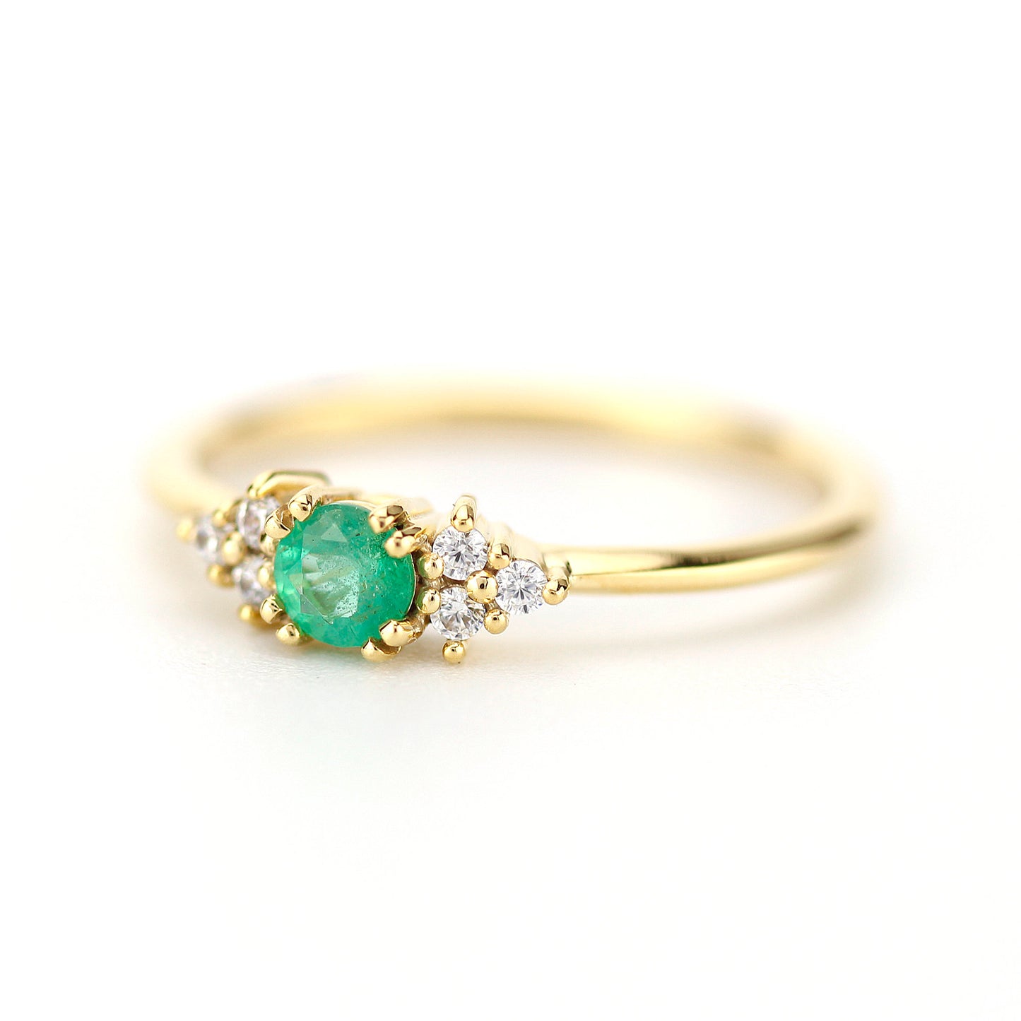 emerald engagement ring, unique engagement ring, white diamond ring, simple engagement ring, delicate engagement ring, engagement ring - NOOI JEWELRY