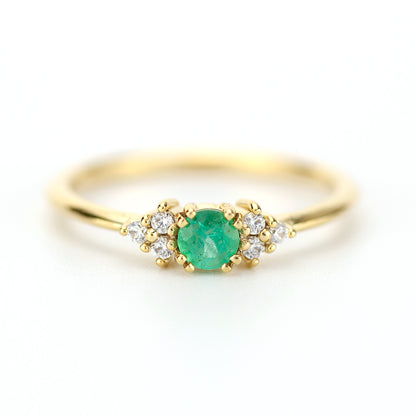 emerald engagement ring, unique engagement ring, white diamond ring, simple engagement ring, delicate engagement ring, engagement ring - NOOI JEWELRY