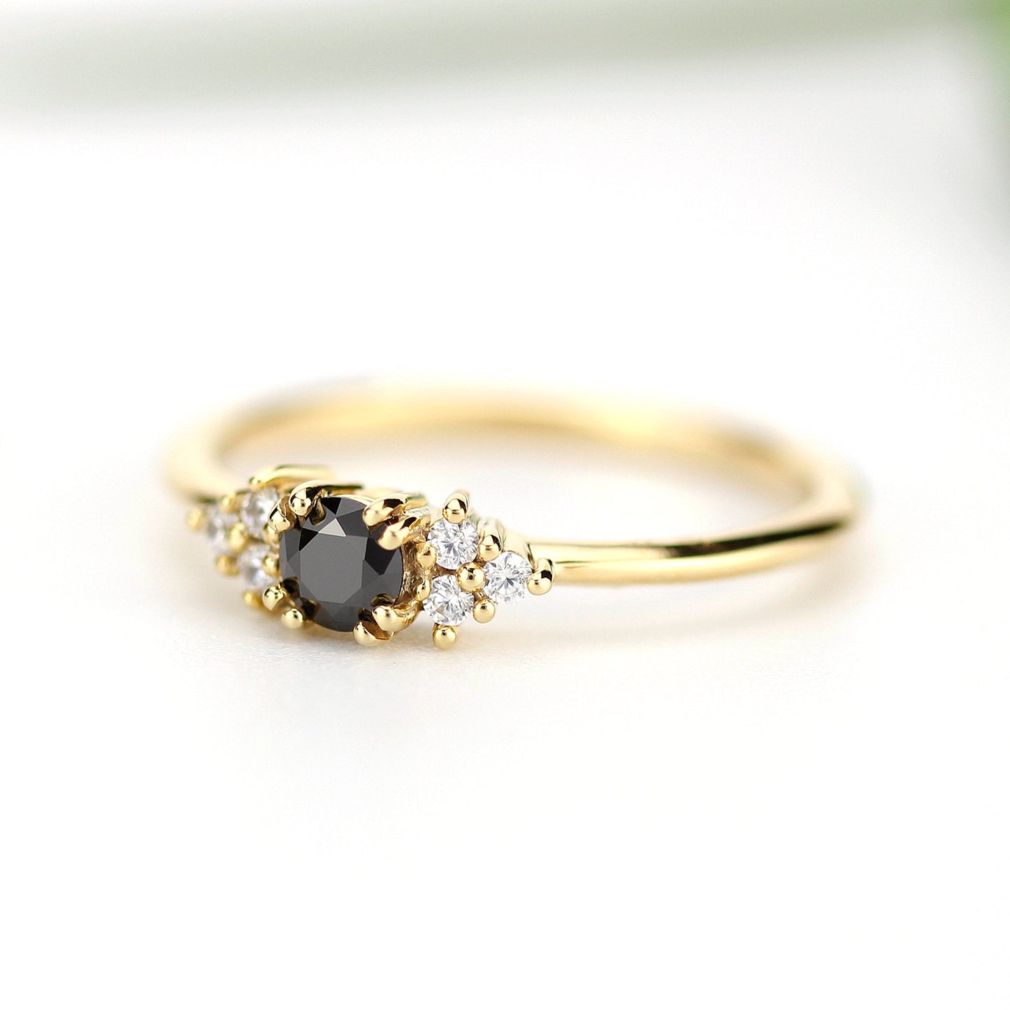 unique engagement ring, diamond engagement ring, black diamond ring, simple engagement ring, delicate engagement ring, engagement ring - NOOI JEWELRY