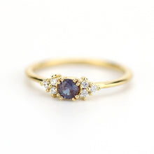 Load image into Gallery viewer, Alexandrite and diamond engagement ring, round cluster alexandrite with side stones - NOOI JEWELRY