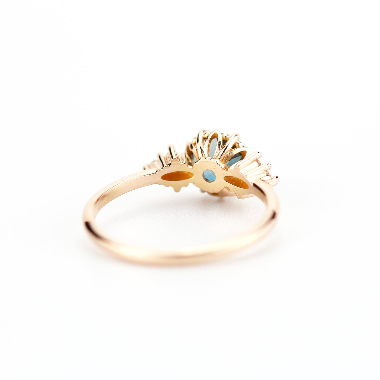 London blue topaz and diamond engagement ring rose gold, classic round engagement ring - NOOI JEWELRY