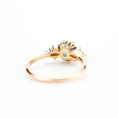 London blue topaz and diamond engagement ring rose gold, classic round engagement ring - NOOI JEWELRY