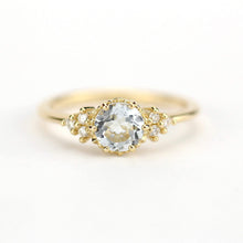 Load image into Gallery viewer, Aquamarine and diamond engagement ring, simple ring aquamarine 18k gold - NOOI JEWELRY
