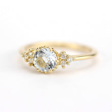 Load image into Gallery viewer, Aquamarine and diamond engagement ring, simple ring aquamarine 18k gold - NOOI JEWELRY