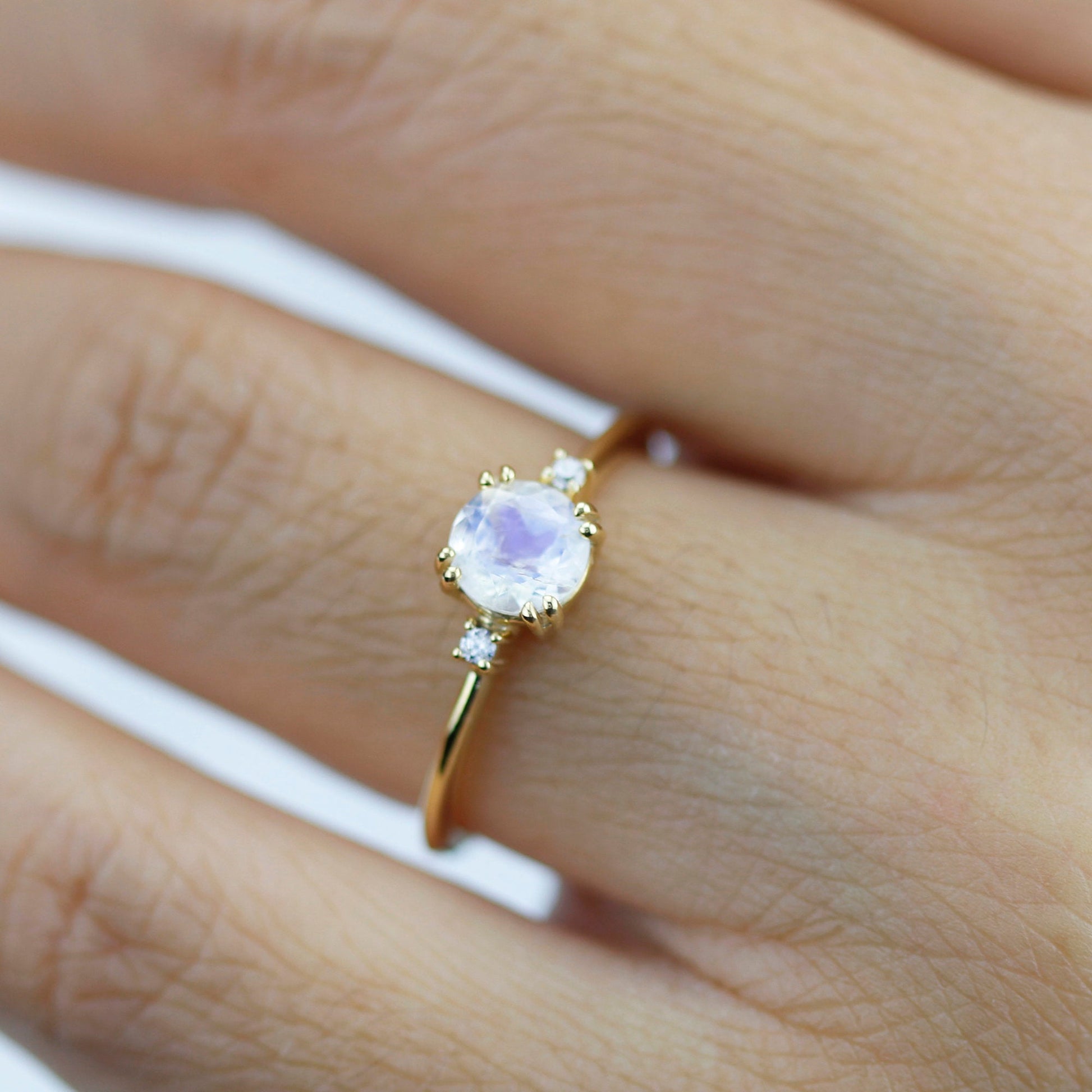 Moonstone engagement ring, simple engagement ring, minimalist engagement ring, unique engagement ring - NOOI JEWELRY