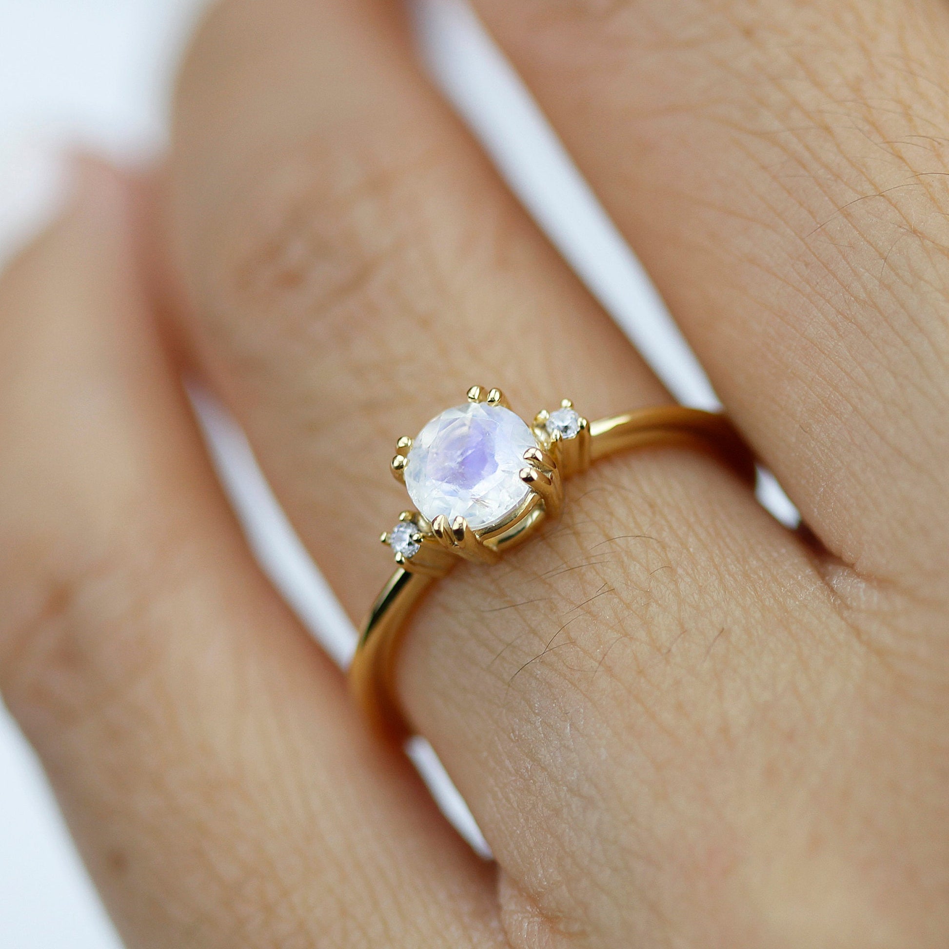Moonstone engagement ring, simple engagement ring, minimalist engagement ring, unique engagement ring - NOOI JEWELRY