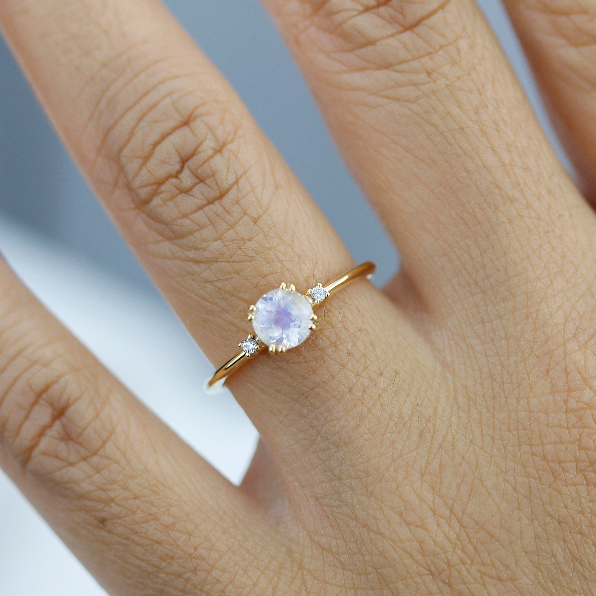 Moonstone engagement ring, simple engagement ring, minimalist engagement ring, unique engagement ring - NOOI JEWELRY