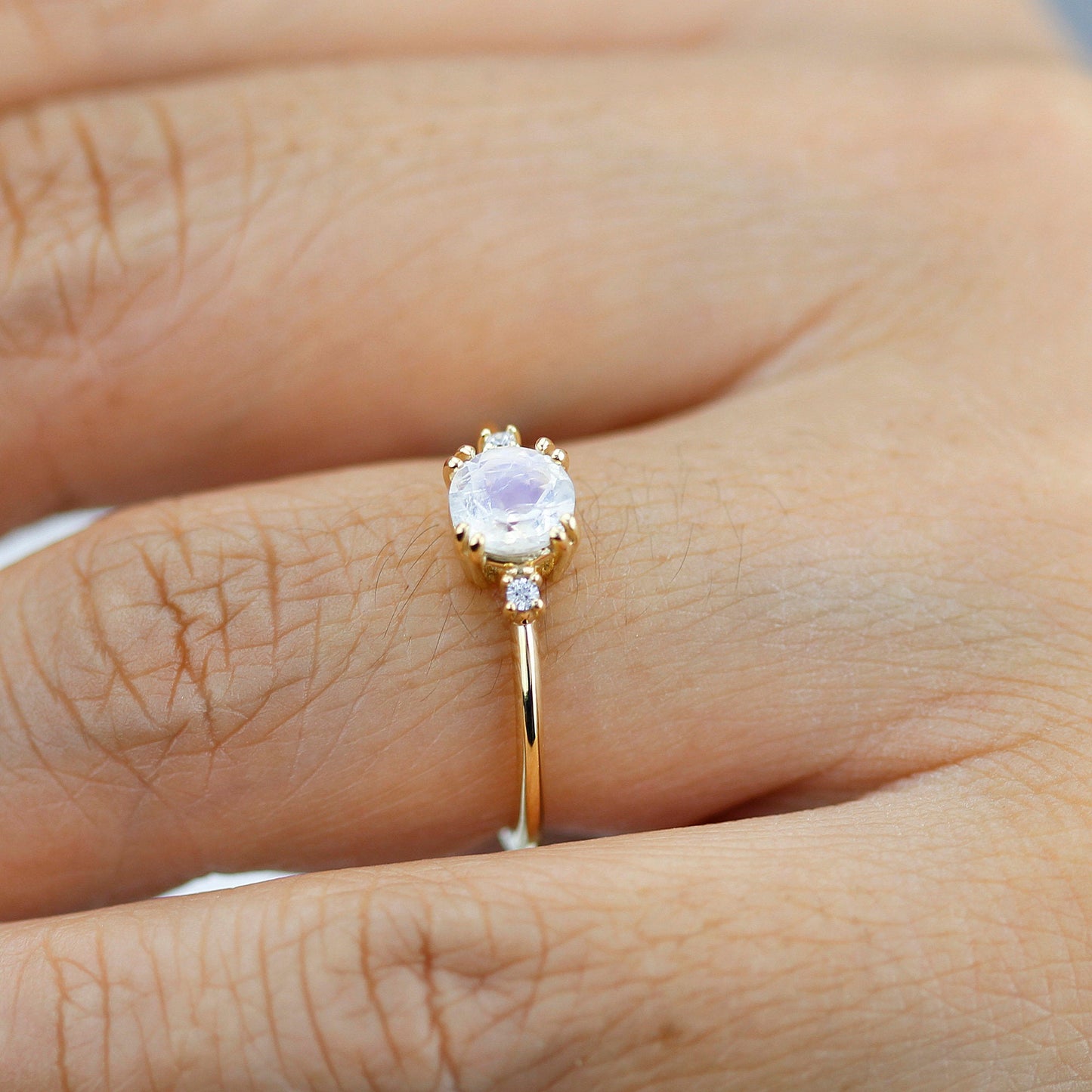 Moonstone engagement ring, simple engagement ring, minimalist engagement ring, unique engagement ring - NOOI JEWELRY