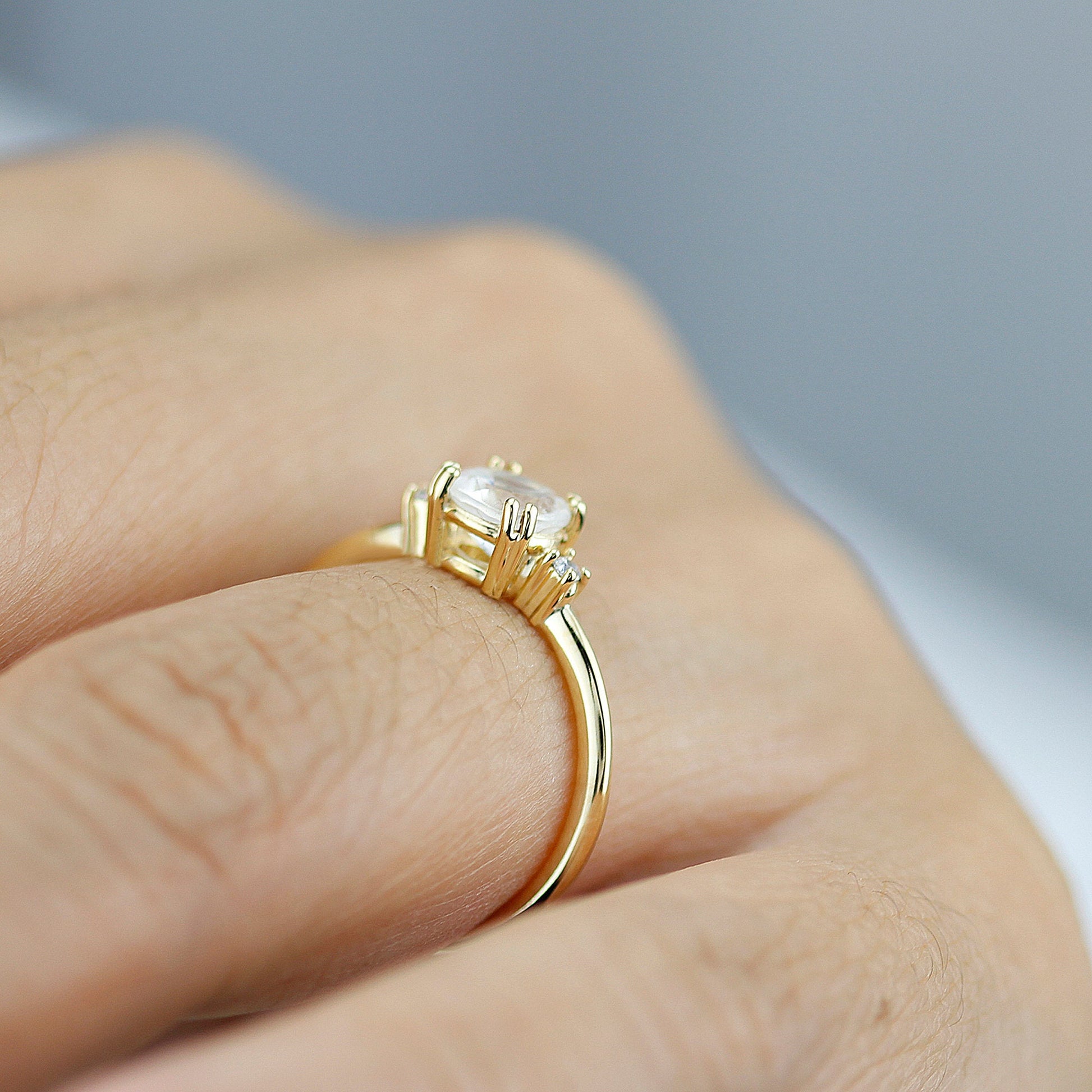 Moonstone engagement ring, simple engagement ring, minimalist engagement ring, unique engagement ring - NOOI JEWELRY