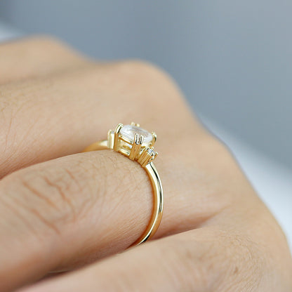 Moonstone engagement ring, simple engagement ring, minimalist engagement ring, unique engagement ring - NOOI JEWELRY
