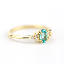Load image into Gallery viewer, blue apatite engagement ring, oval apatite and diamonds ring - NOOI JEWELRY