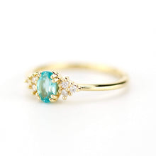 Load image into Gallery viewer, blue apatite engagement ring, oval apatite and diamonds ring - NOOI JEWELRY
