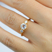 Load image into Gallery viewer, Simple three stone engagement ring natural white topaz and diamonds - NOOI JEWELRY