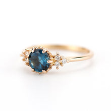 Load image into Gallery viewer, London blue topaz and diamond engagement ring rose gold, classic round engagement ring - NOOI JEWELRY