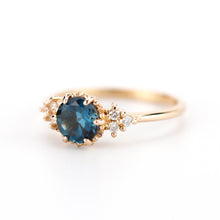 Load image into Gallery viewer, London blue topaz and diamond engagement ring rose gold, classic round engagement ring - NOOI JEWELRY