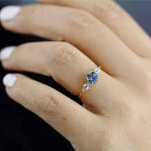Load image into Gallery viewer, Unique three stone ring London blue topaz and diamonds engagement ring - NOOI JEWELRY
