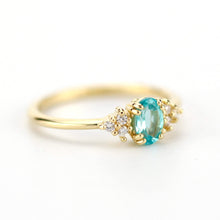 Load image into Gallery viewer, blue apatite engagement ring, oval apatite and diamonds ring - NOOI JEWELRY