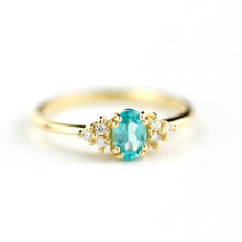 Load image into Gallery viewer, blue apatite engagement ring, oval apatite and diamonds ring - NOOI JEWELRY