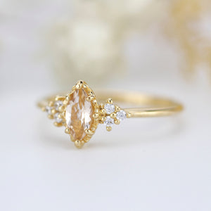 engagement ring marquise morganite diamond cluster ring - NOOI JEWELRY