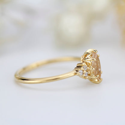 engagement ring marquise morganite diamond cluster ring - NOOI JEWELRY